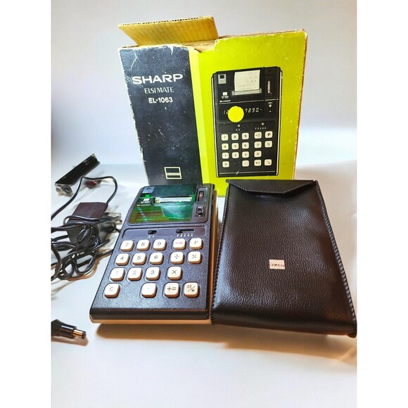 Sharp ELSI MATE EL-1063 Calculator – Box, Case, Cord – Vtg 80s Japan – Tested - Picture 1 of 6